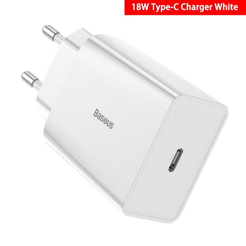 Baseus 18W Usb Charger Ondersteuning Snel Opladen Type-C Pd Qc Dual Usb Snellader Adapter Draagbare Muur oplader Voor Huawei Xiaomi: Type-C Charge white