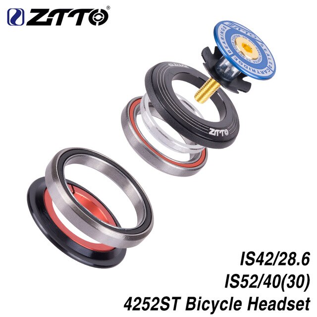 4252st mtb sykkel landeveissykkelhodesett 42 41.8 52mm 1 1/8 " 1 1/2 " konisk rett gaffel integrert vinkelkontaktlager billig: Blå