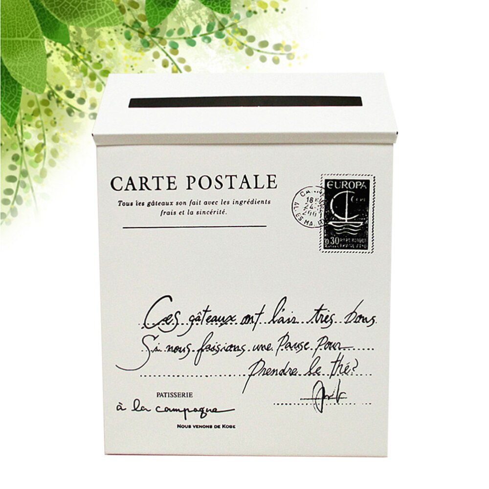 Post Box Mailbox Home Wall Decoration Ornament Photo Prop(Beige White): White