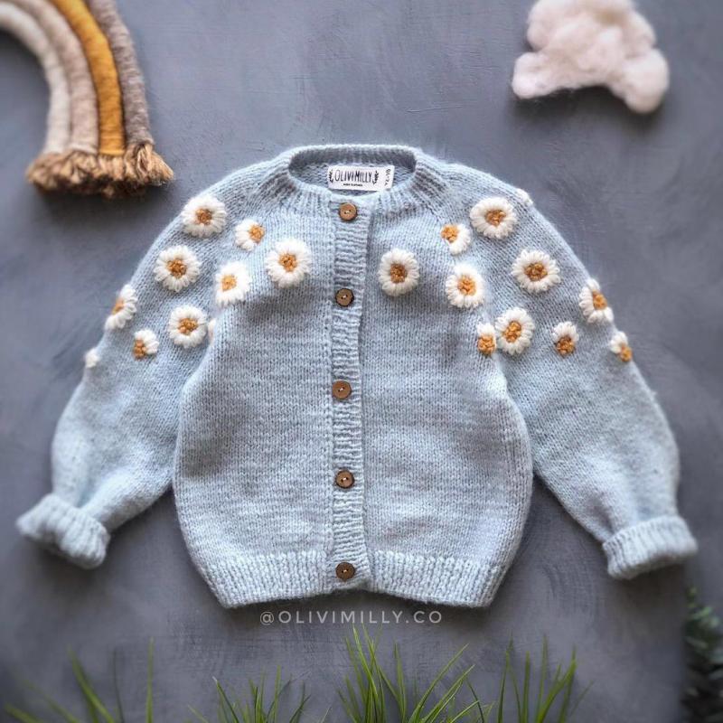 Mode Herfst Baby Meisje Lange Mouw Trui Bloem Borduurwerk Gebreid Vest Prinses Ongedwongen Gebreide Jas Voor Baby Kleding