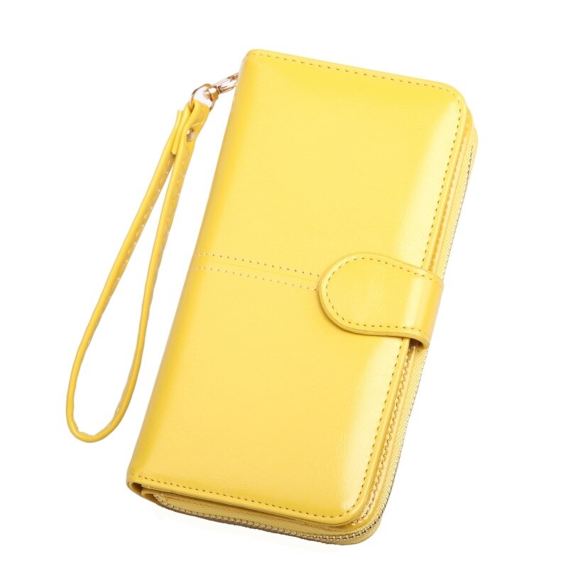 Wallet Female PU Leather Wallet Leisure Purse Ladies Top Women Wallets Long Coin Purse Card Holders Carteira Feminina: Mango yellow