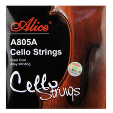 Alice A805A Cello Snaren Steel Core Nikkel Chroom Wound Vernikkeld Ball-End