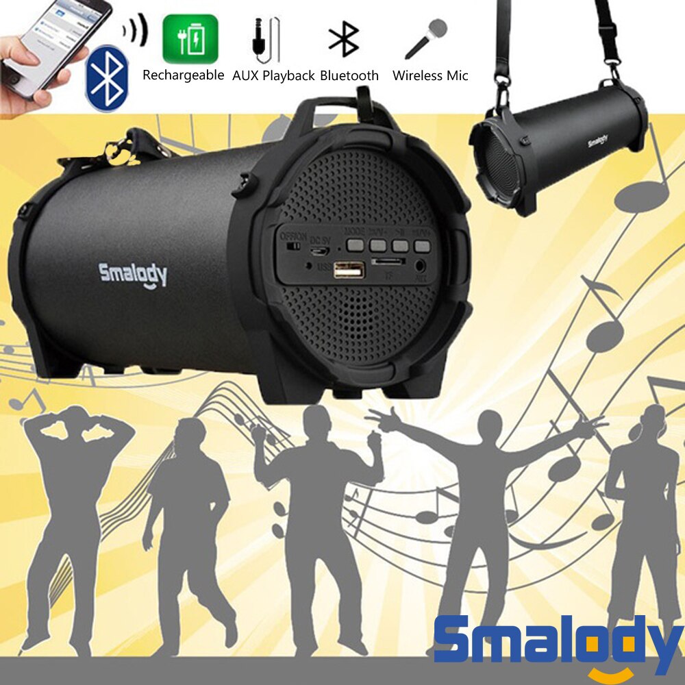 Smalody Bluetooth Speaker Draagbare Outdoor Draadloze Luidsprekers met Draagriem ingebouwde USB, TF Card slot, aux Beste voor Party