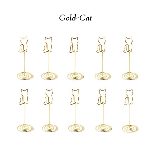 10pcs Table Number Holder Various Shapes Place Cards Holders Stands Photo Note Clips for Wedding Birthday Event Reception Decor: 7