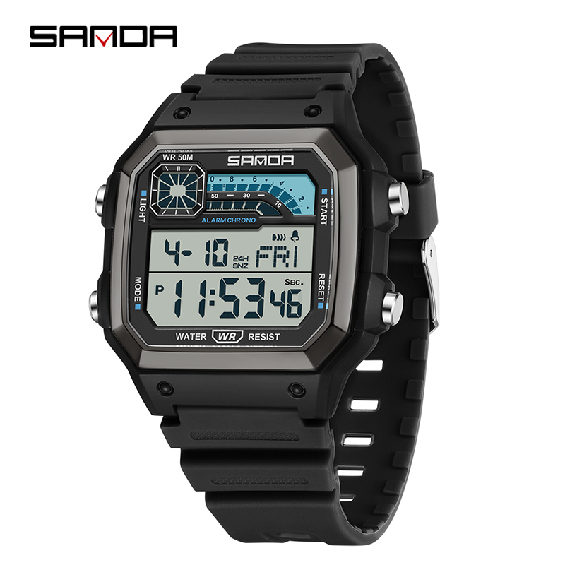 SANDA Outdoor Sport Elektronische Chronograph Uhr Männer Multifunktions Uhren Wecker Chrono Wasserdichte LED Digital armbanduhr: Rose