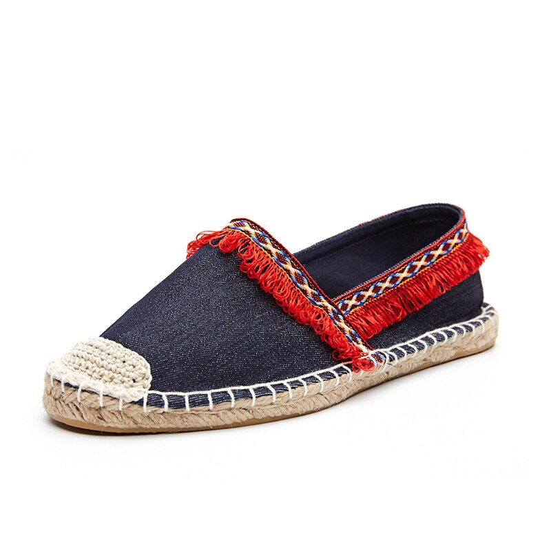 Ethnic flat espadrilles women Fall Ethnic fringe t