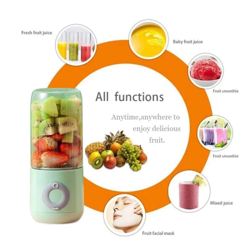 500Ml Elektrische Juicer Draagbare Smoothie Blender 6 Mes Mini Blenders Usb Draadloze Oplaadbare Mixer Sapcentrifuge Cup Voor Reizen