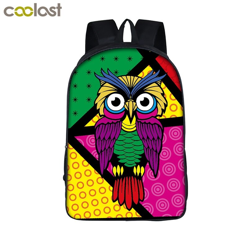 16 inch Cartoon Owl Student Backpack Cute Animal Print School Bag For Teenager Women Men Laptop Backpack Boys Girls Travel Bags: A16 MTY01