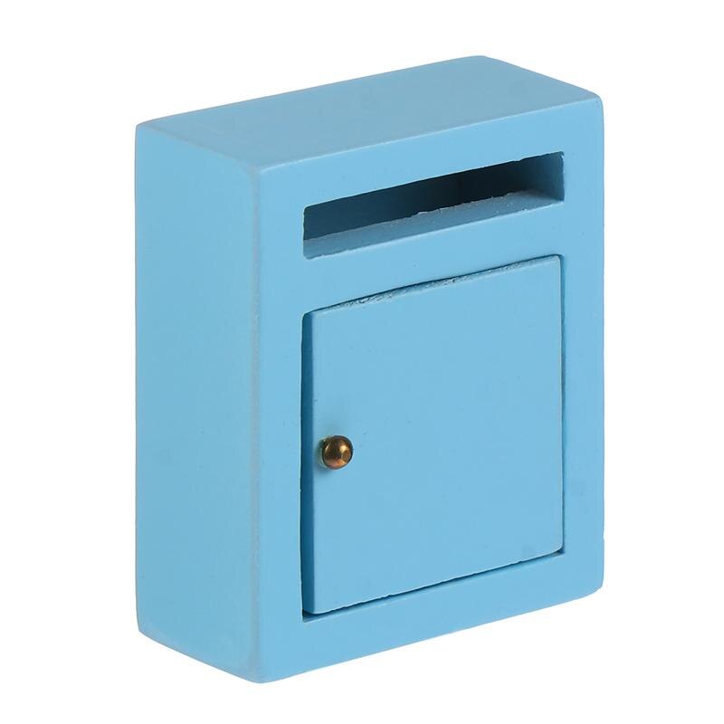 Mini House Simulation Vintage Mailbox Miniature Toy Mini Wooden Furniture: Blue