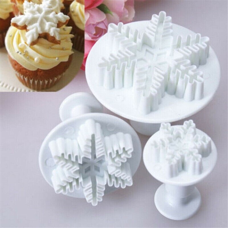 Sneeuwvlok Fondant Taart Decoratie Diver 3 Stks/set Sugarcraft Cutter Mold Gereedschap Kerst Kerstcadeau Taart Decoratie Gereedschappen