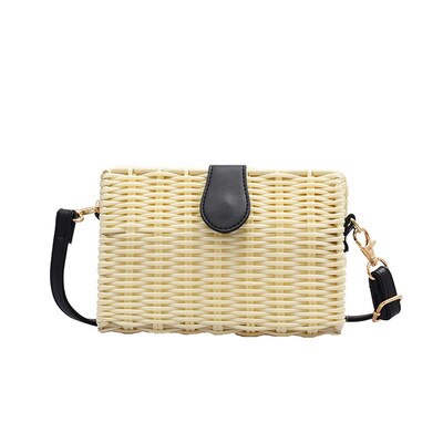 Zomer Rotan Handgemaakte Vrouwen Schoudertas Casual Mini Weave Vrouwen Tas Bohemian Stijl Strand Crossbody Tas Reizen Portemonnee: white