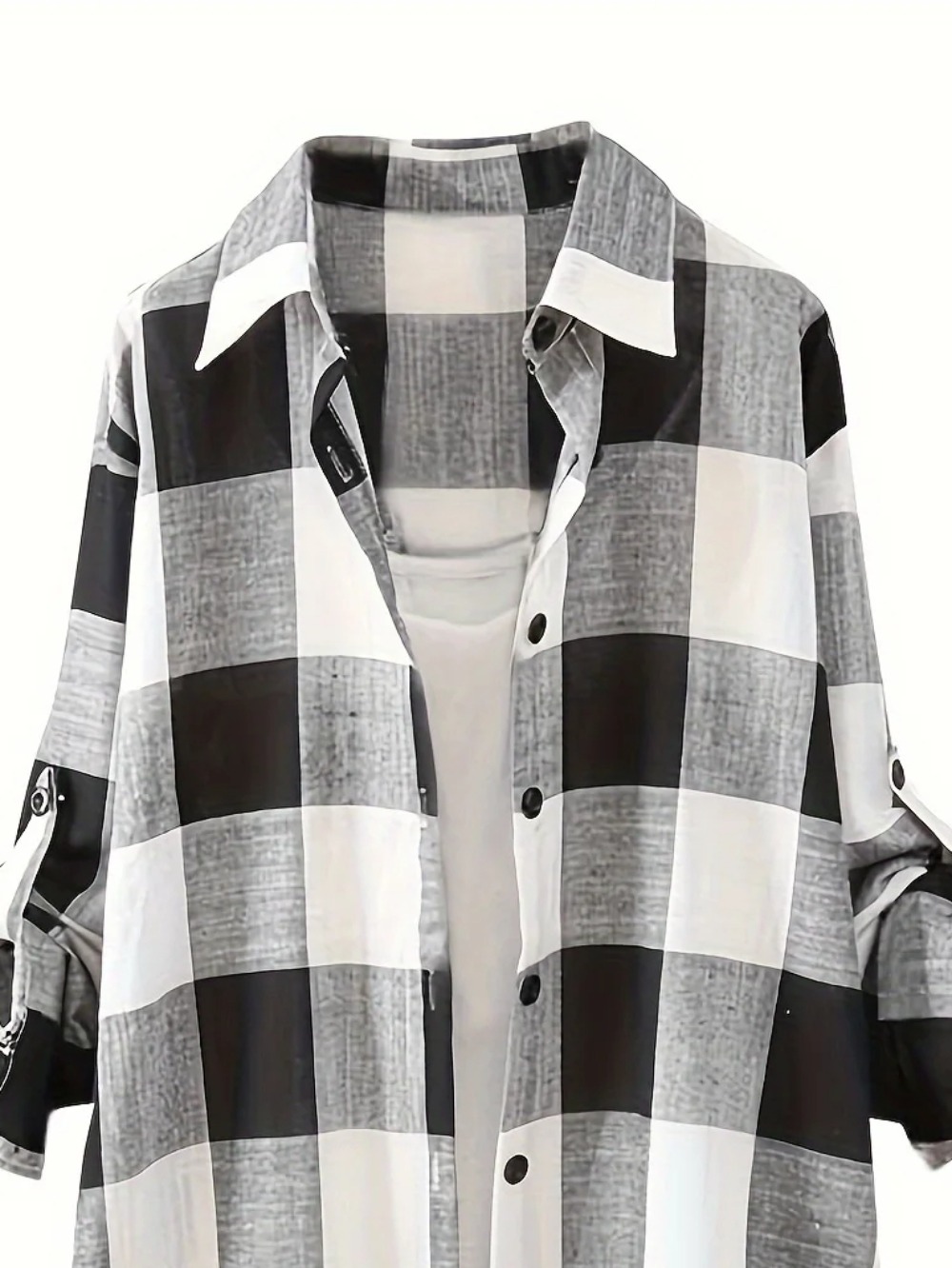 Chemisier décontracté à manches longues pour femme, chemise longue, col à revers, imprimé à carreaux, boutonné, grande taille, 1XL-5XL