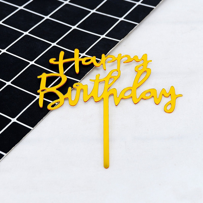 10Pcs/Pack Gold Silver Acrylic Cake Toppers Happy Birthday Cake Toppers For Womens Mens Kids Birthday Party Decor Baby Shower: Olive
