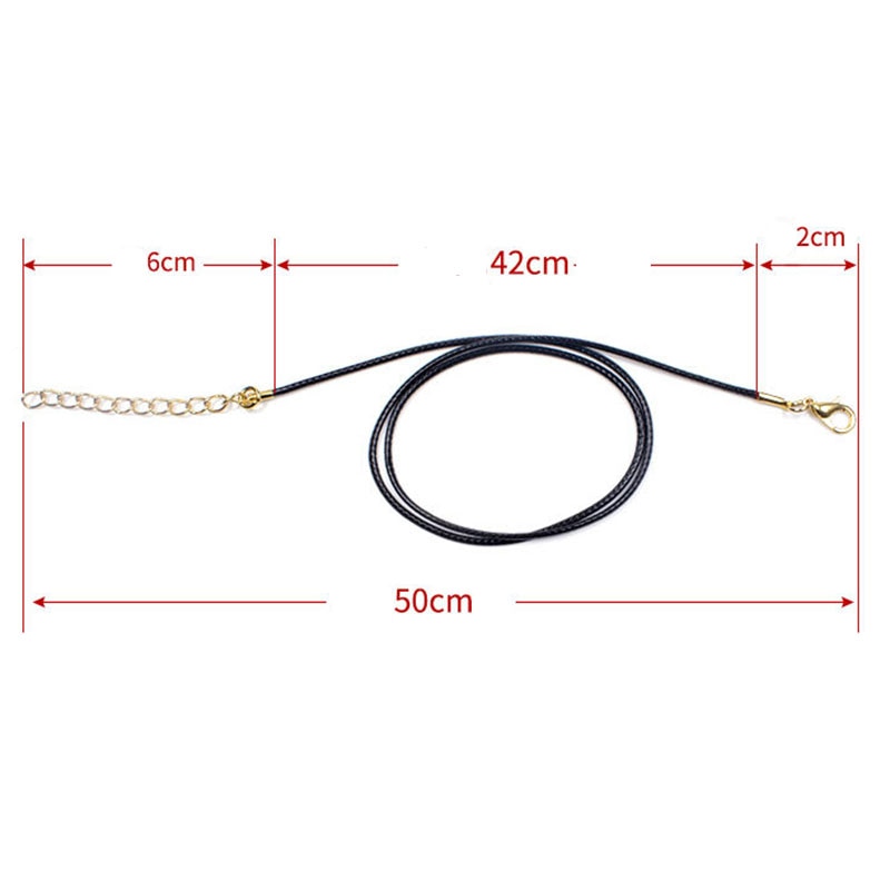 10pcs/lot Antique Bronze/Rhodium/Gold Lobster Clasp Necklace Cords Dia 1.5mm Black Wax Leather Chains With Extension DIY Jewelry