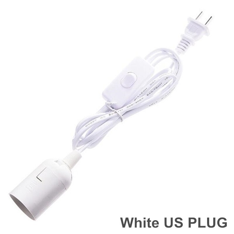 Enchufe de EE. UU., Cable de alimentación de 1,8 m, soporte de lámpara E27, Bases con interruptor, Cable para bombilla LED colgante, Conector de suspensión para lámpara colgante e27