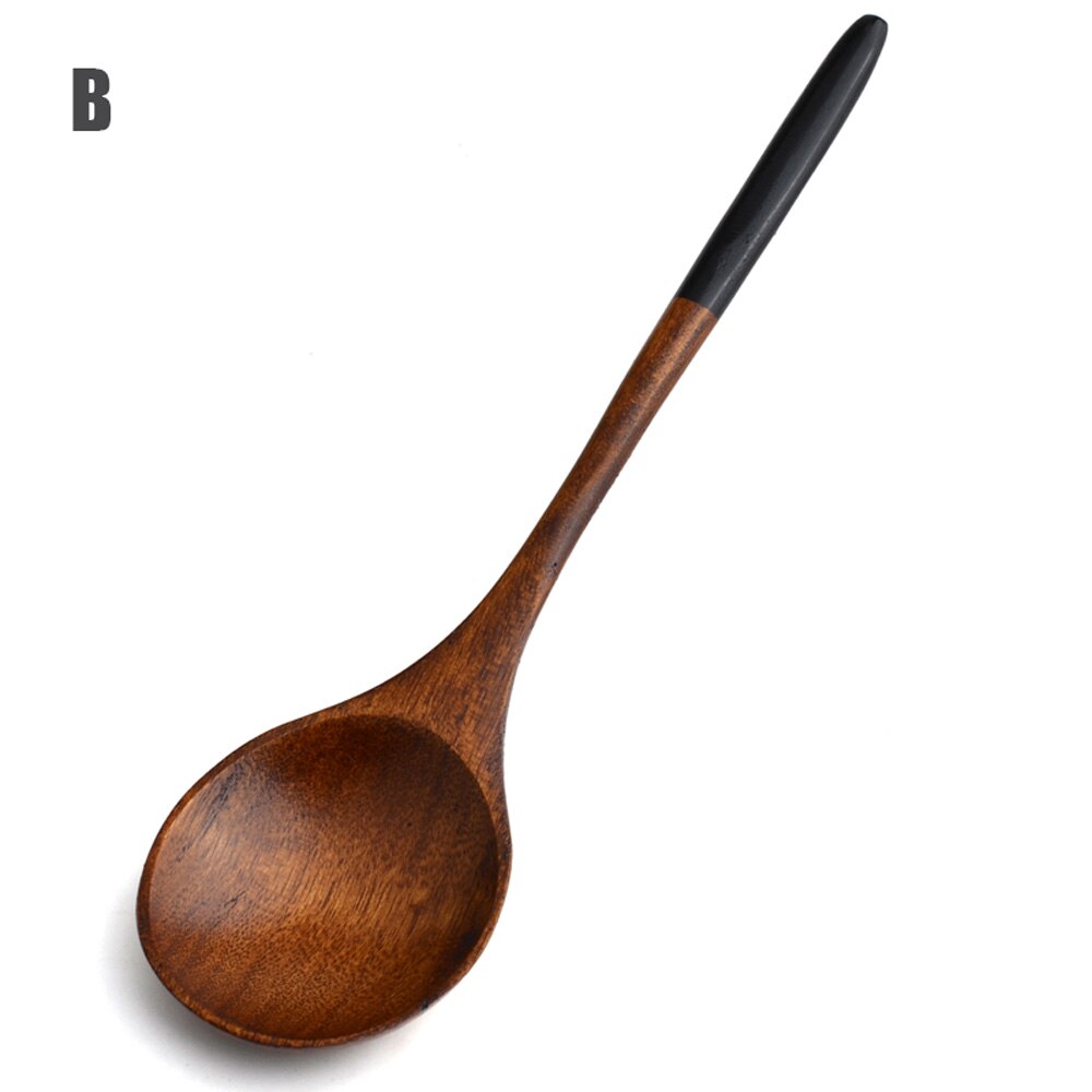 Natural Wood Spoon Bamboo Kitchen Cooking Dining Soup Tea Honey Coffee Utensil Tools Soup-Teaspoon Tableware 1Pc: C 1