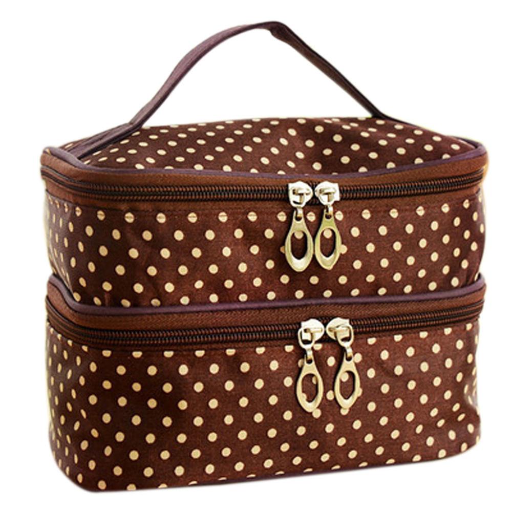 Trousse de toilette voyage necessaires toilette Necessaire pour femmes maquillage maquillage cosmétique sac organisateur trousse de beauté pochette Vanity brosse: Coffee