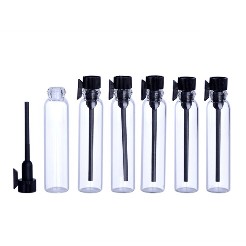 Mini viales de muestra de Perfume de cristal, 5 uds., botella vacía de aceite esencial de 1ml 2ml, botellas de prueba de tubo de prueba de fragancia líquida de laboratorio