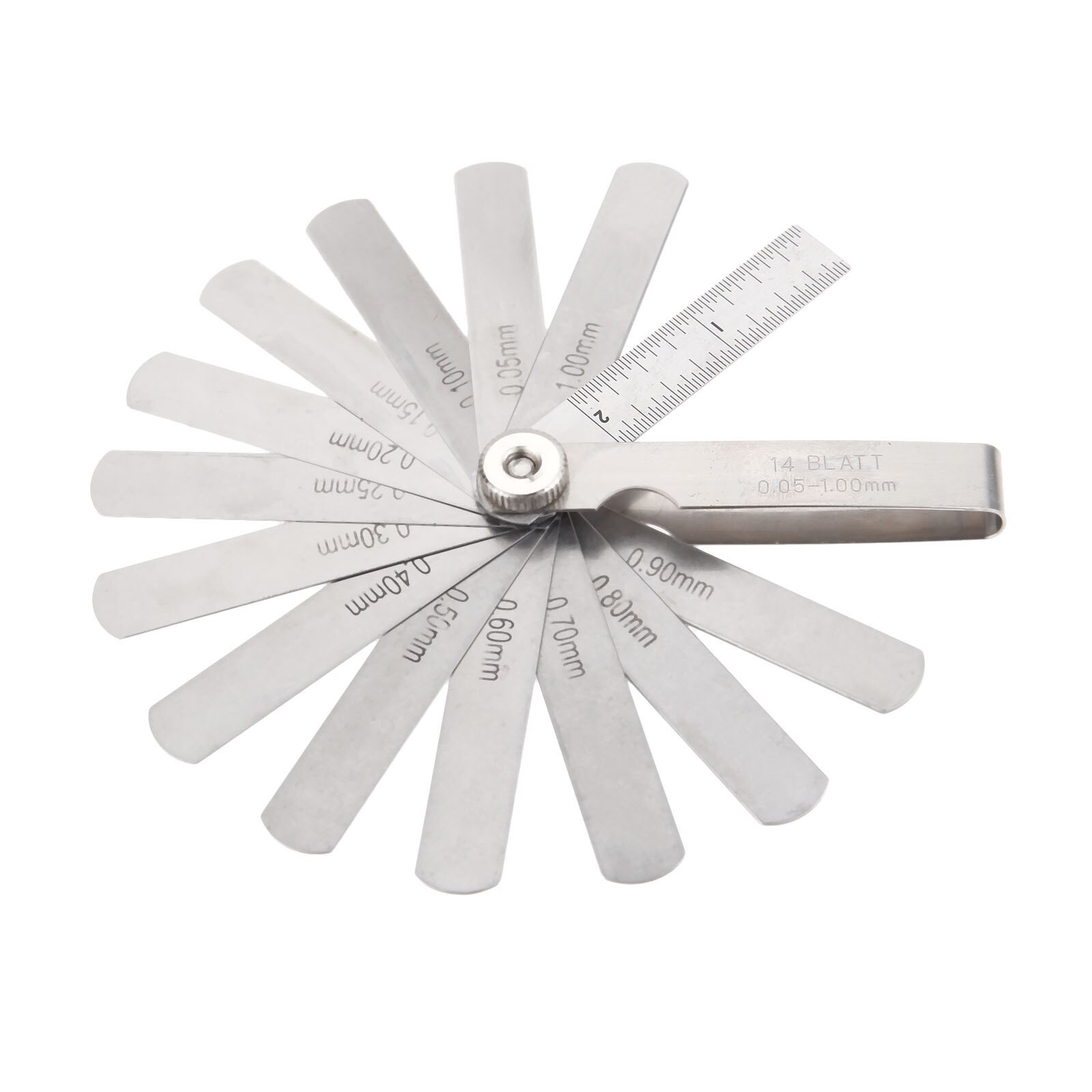 Dreld 1Pc 14 Blade 0.05-1Mm Dikte Voelermaat Gage Roestvrij Staal Meten Gereedschap Metric Gap Filler gage Voor Meting