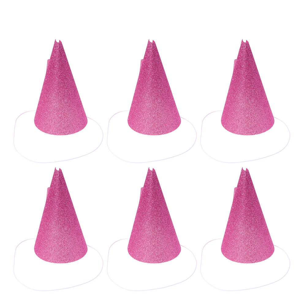 12pcs Glittering Birthday Hats Party Crown Hats Prince and Party Decoration with Strap (Golden): Pink