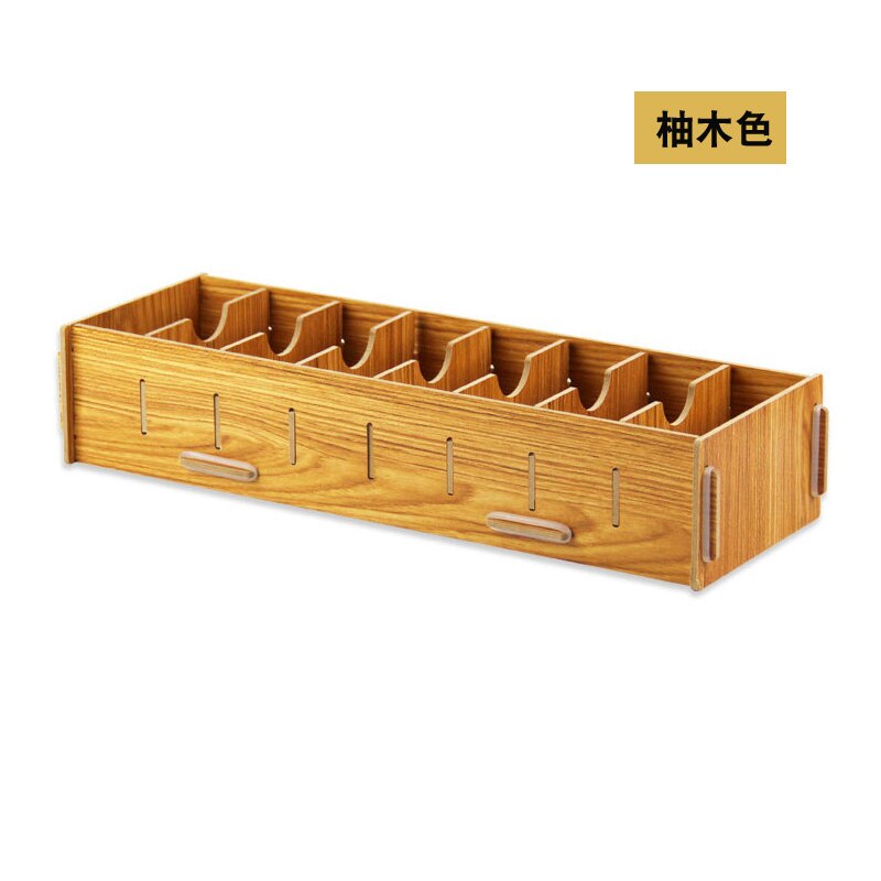 name card holder for Office Desk Card Sorting Rack Wooden Business Card Box Large Capacity Sorting Folder Storage Base: yellow