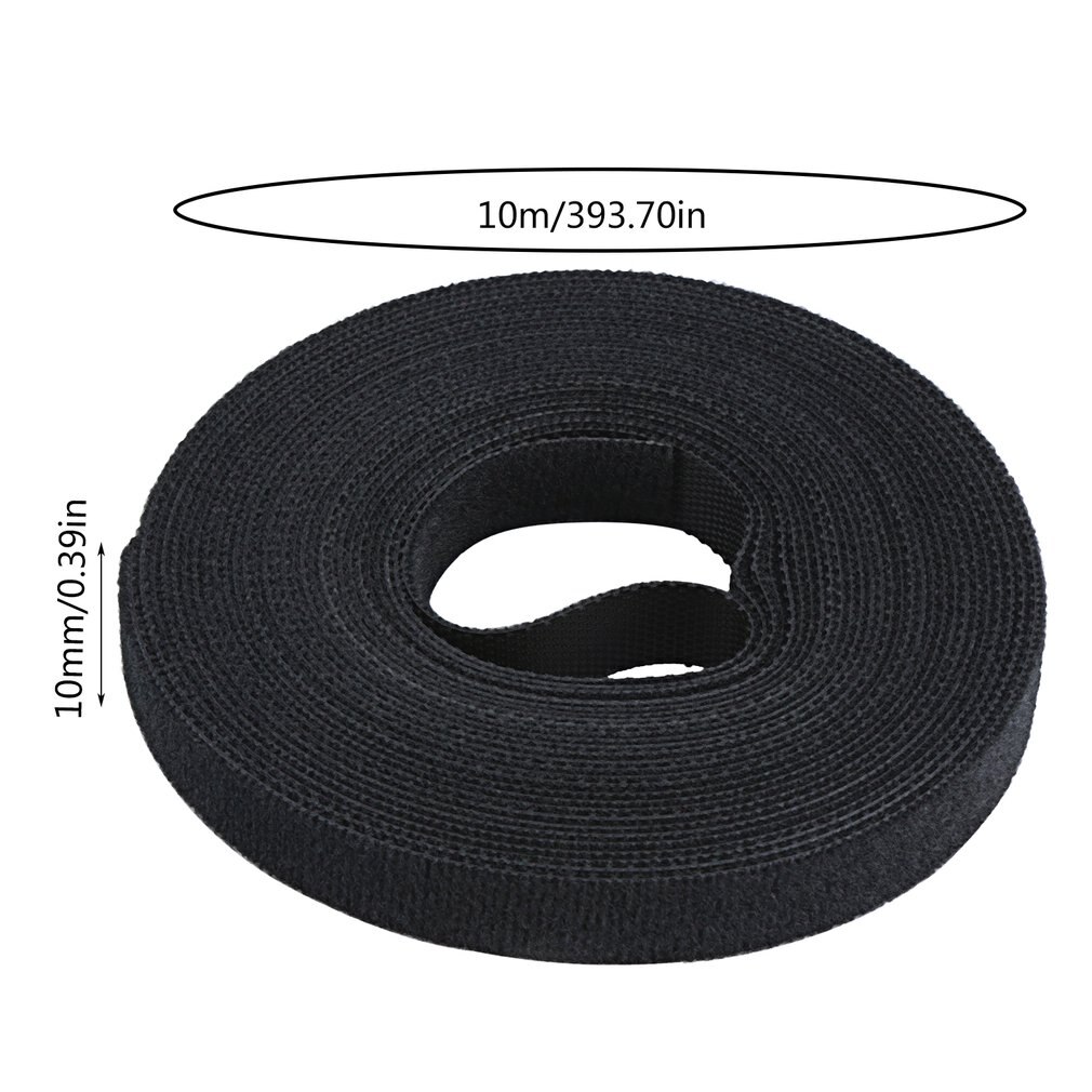 Sort nylon kabel manager winder kabel clips binder bælte magiske klistermærker strap magiske klistermærker praktisk: 10m
