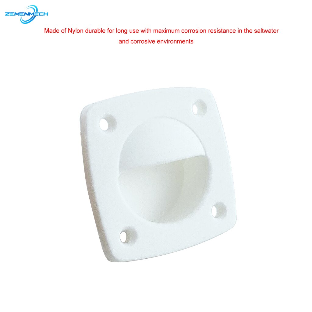 2PCS White Nylon Recessed Flush Sliding Door Handle Pull Square Hatch Pull Handle Motorboat Marine Yacht Cabin Boat Accessories