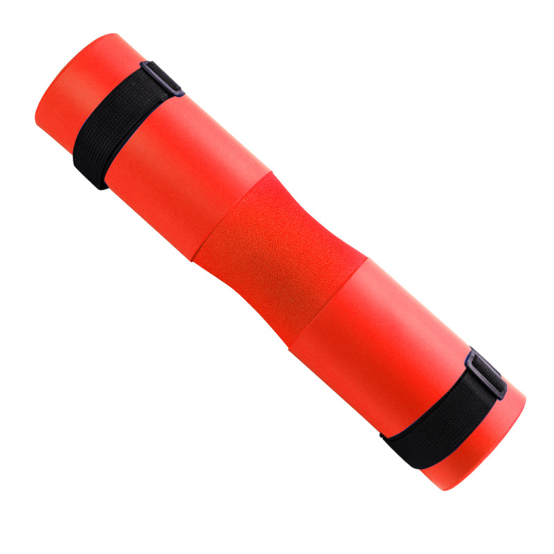 Almohadilla para sentadillas, mancuerna con correas de fijación, Protector para cuello y hombros, equipo de gimnasio para culturismo, levantamiento de pesas: Red with band