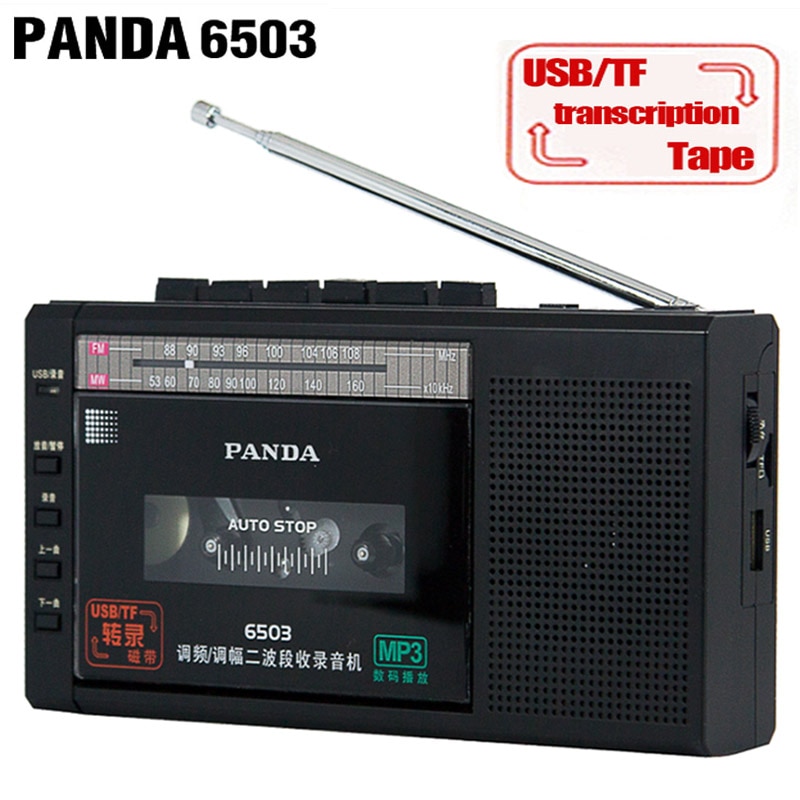 Panda 6503 Radio USB / TF grabadora de cinta de transcripción, grabadora de función de transcripción de tarjeta TF, Radio FM/MW