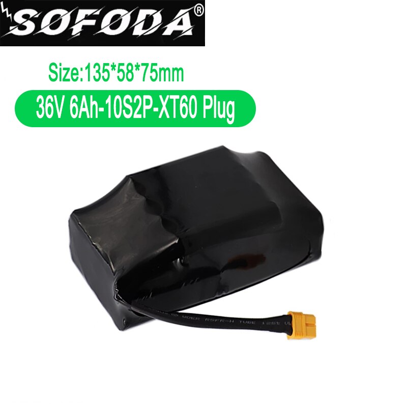 SOFODA 36V 6.0AH 5.2AH 4.4AH rechargeable li-ion battery pack lithium ion for electric self balance scooter hoverboard unicycle