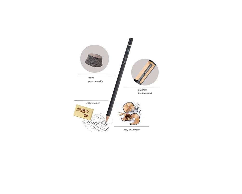 12 Sketching Pencils Drawing Set Graphite Pencils for Artist,Beginner,Student,Kid （12 Pencils + Eraser + Shapener）