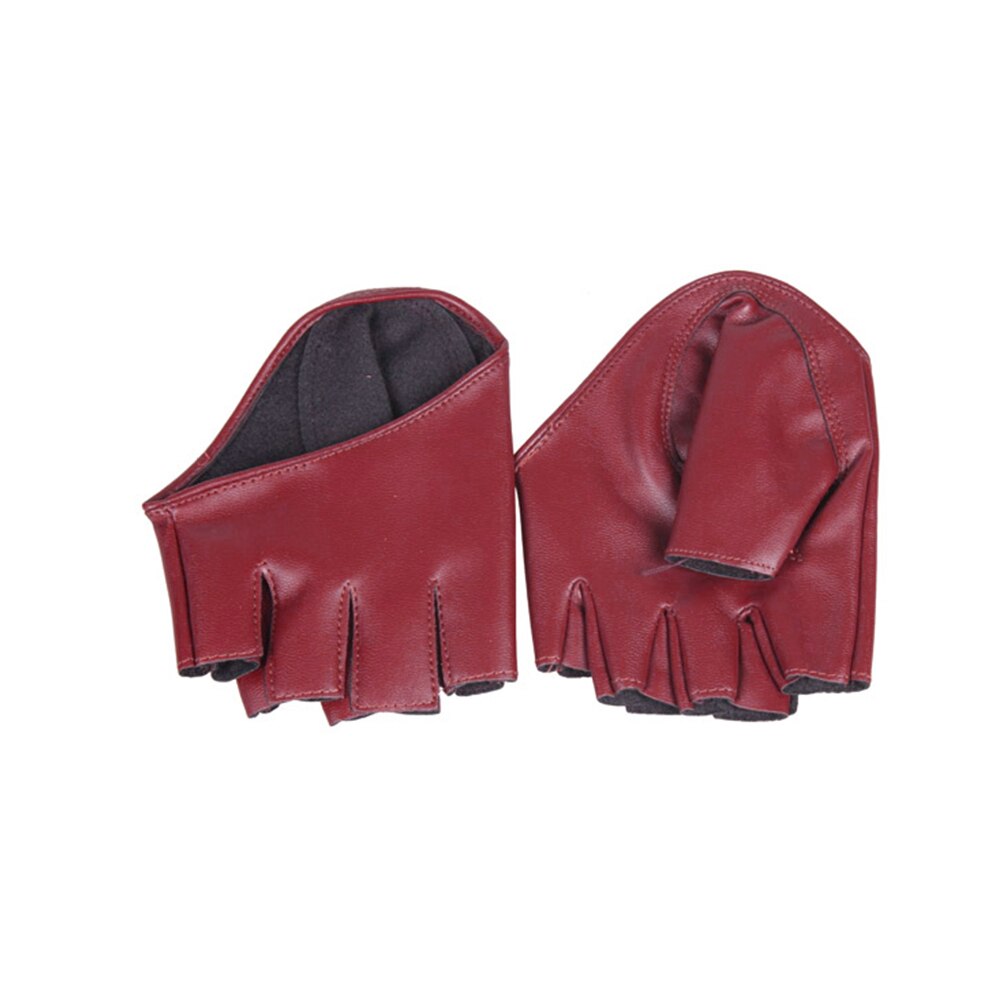 Guantes de cuero de imitación para hombre y mujer, guantes de cinco dedos, media palma, accesorios de disfraces