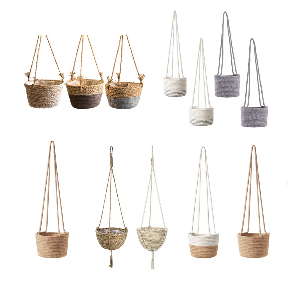 Garten Pflanzen Aufhänger nordisch Jute Seil Hängen Pflanzer Gewebt Hängen Pflanzer Lagerung Korb Makramee Anlage Halfter Dekoration