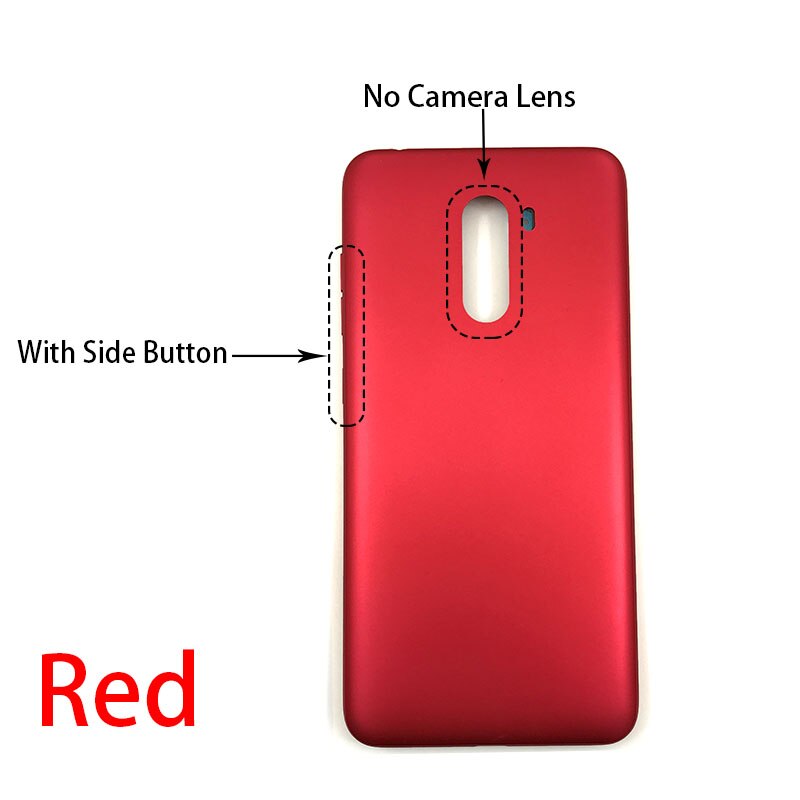 For Xiaomi POCOPHONE F1 Back Cover Battery Door Housing Case with side buttons Repair Parts: No Lens Red