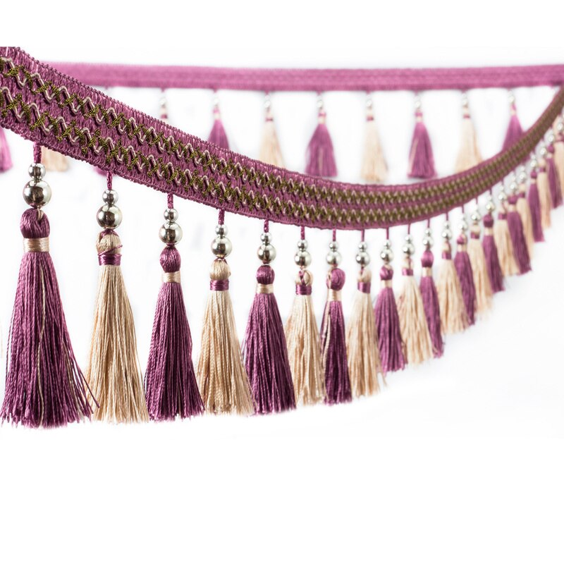 Cinta de ajuste de flecos para cortina, accesorio de decoración de encaje con cuentas para costura, 1 M, 6CM de ancho