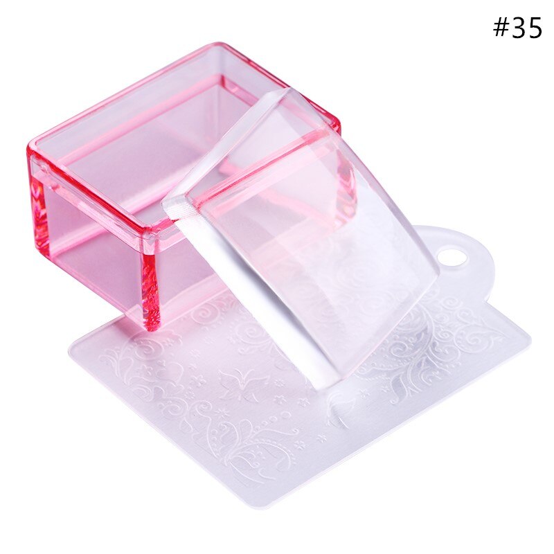 1Pc Silicone Head Nail Art Stamper Scraper Clear Jelly Silicone Stamper for Nail Stamping Plate Scraper Nail Art Tools: 35