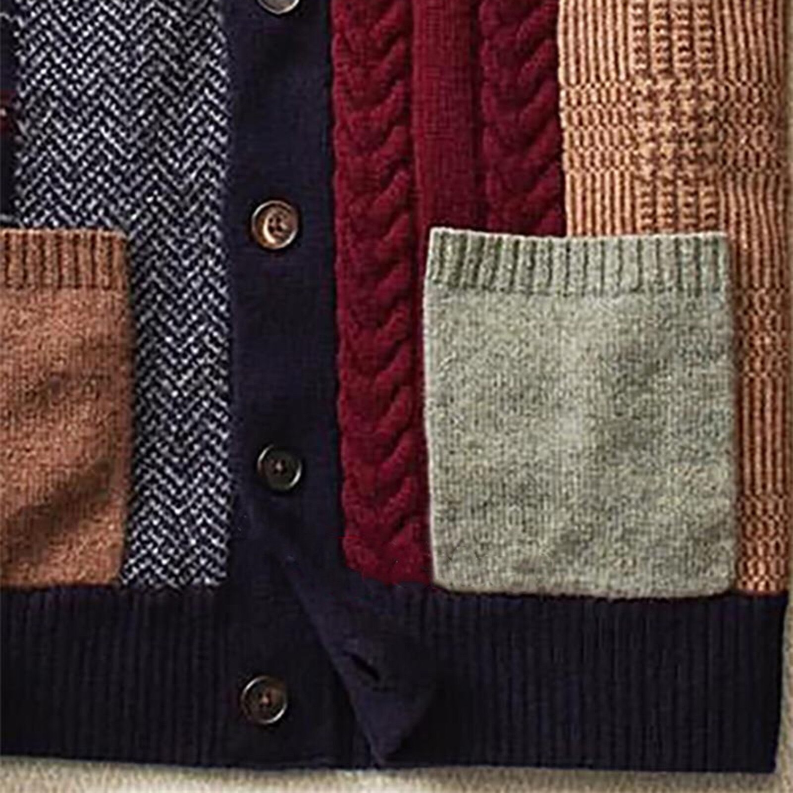 Pull à capuche en tricot Style ethnique pour homme, Vintage, Cardigan, veste, Patchwork, vêtement d&#39;extérieur, automne