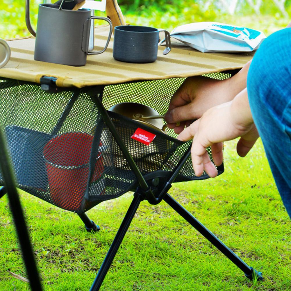 Portable Folding Table Storage Net Bag Mesh Outdoor Picnic Camping BBQ Kitchen Folding Table Shelf