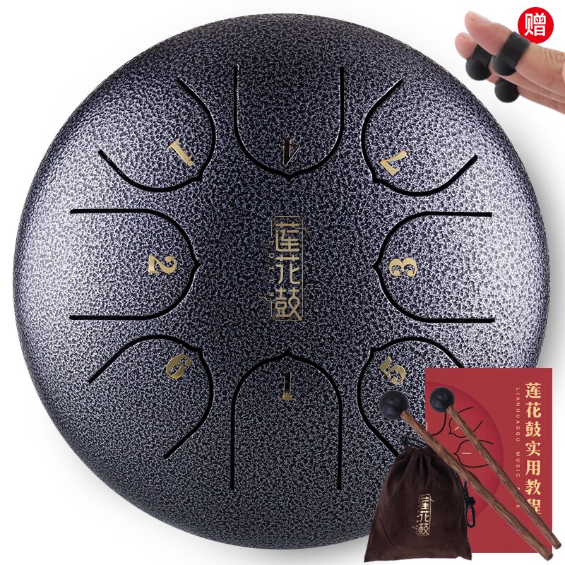 Tongue Drum 6 Inch Steel Tongue Drum 8 Tune Hand Pan Drum Tank Hang Drum With Drumsticks Carrying Bag Percussion Instruments #ED: Silver