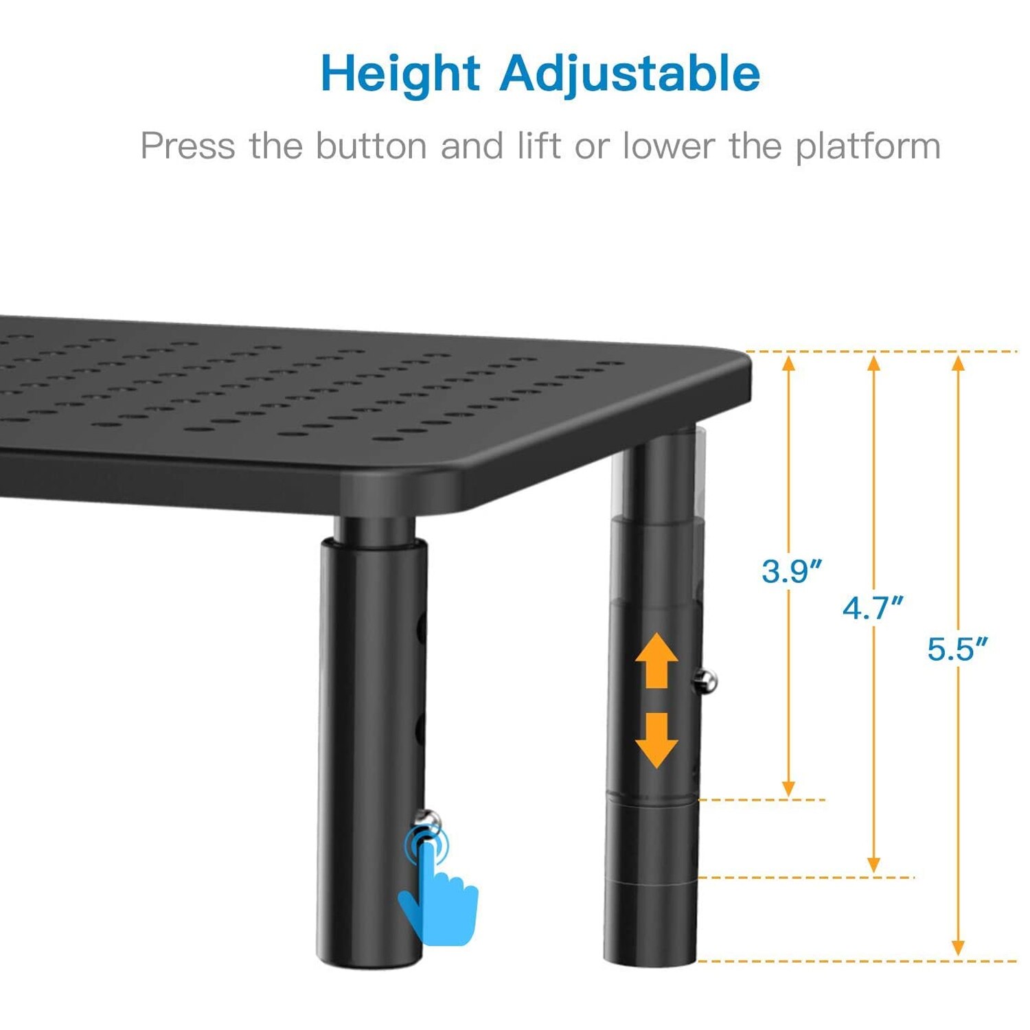 Besegad Desktop Monitor Stand Riser 3 Hoogte Verstelbare Monitor Stand Houder Met Cooling Mesh Platform Voor Pc Computer Printer