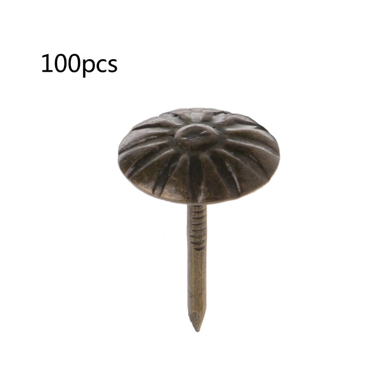 100 stk antikk messingpolstring spiker stift stud pushpin dørnail maskinvare dekor
