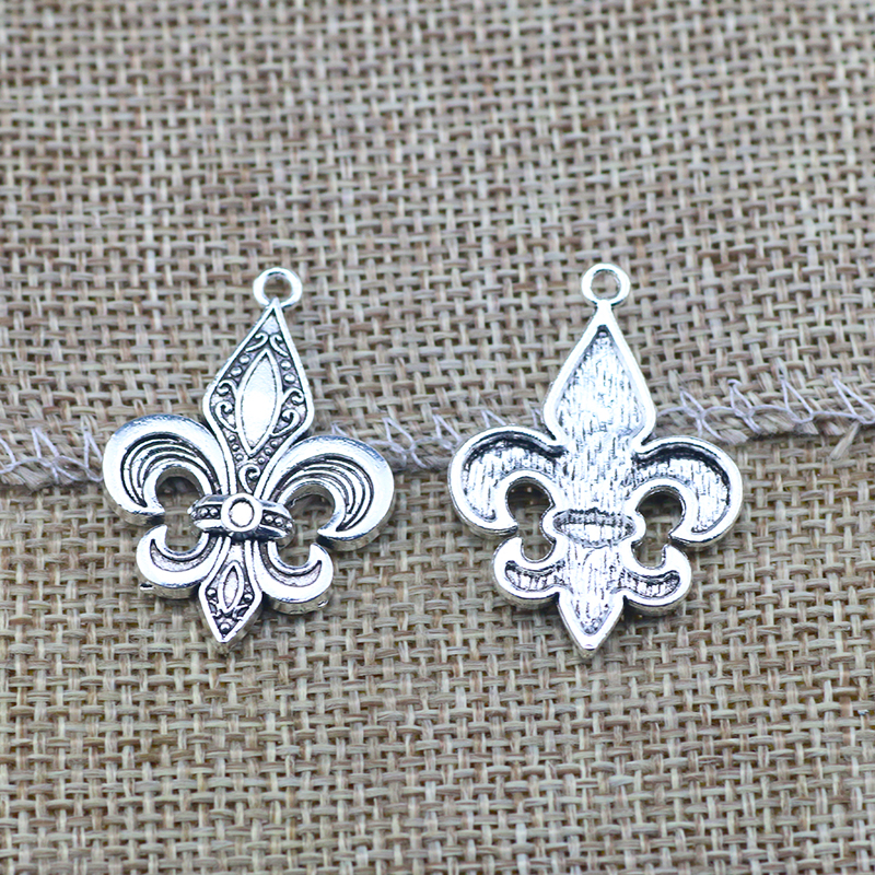 20 Stuks/partij 23*33Mm Antiek Zilver Lichtmetalen Fleur De Lis Anker Charms Hanger Voor Diy Sieraden Maken