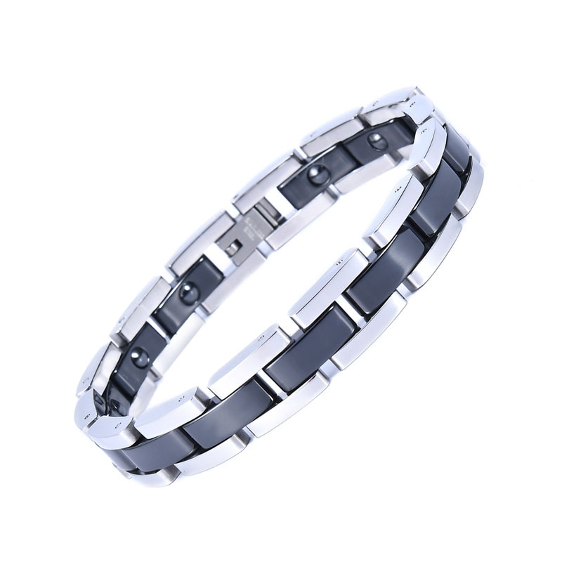 Hochzeitskette schmuck edelstahl weiß rosa schwarz keramik Germanium magnetgliederarmband für damen und herren