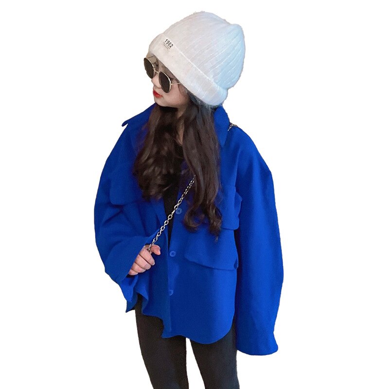 Camicetta per ragazze 2022 nuovi Cardigan Casual per bambini top abiti a maniche lunghe verdi per adolescenti 10 12 anni camicie per bambini cappotto per ragazza: Blu / 13