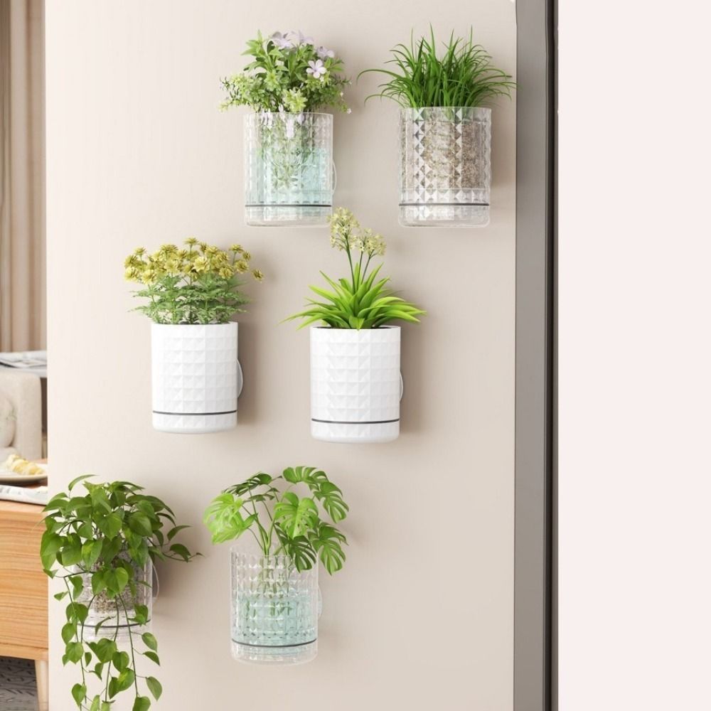 Kunststof hydroponische wandplantenbak met zelfklevende dubbele laag, ruimtebesparende decoratieve wandvaas