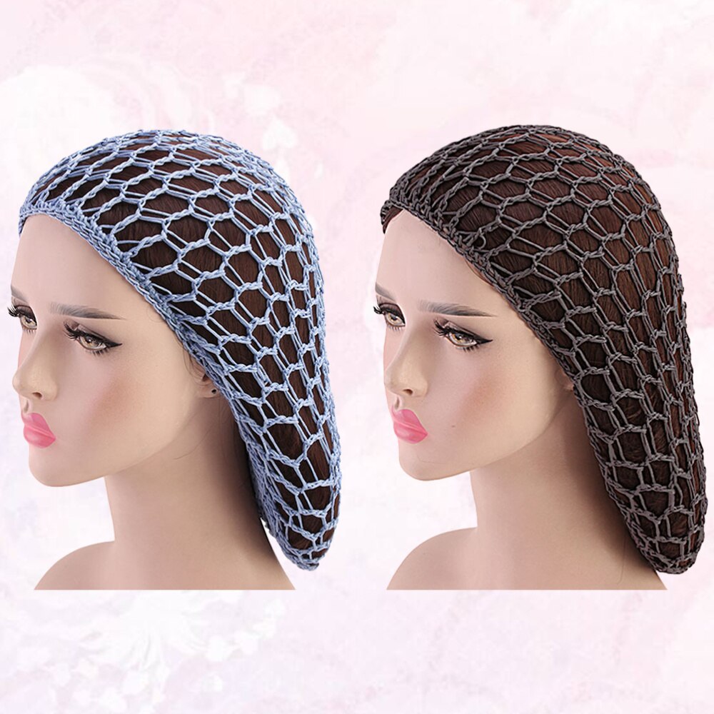Bonnet de nuit artisanal en Crochet pour femmes, 2 pièces, chapeau de nuit Long, protection des cheveux: Picture 8