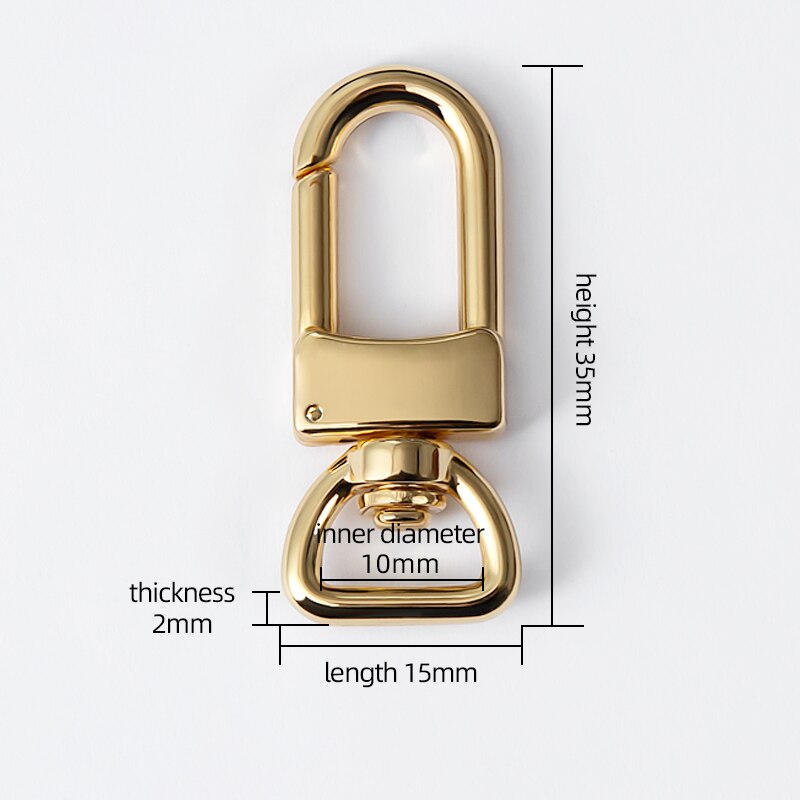 WUTA D Tail Hook Buckle D Ring Lobster Clasp Metal Roller Pin Buckle DIY Accessories for LV Bag Strap Belt Dog Collar 1 Piece: D Hook-Gold 10mm