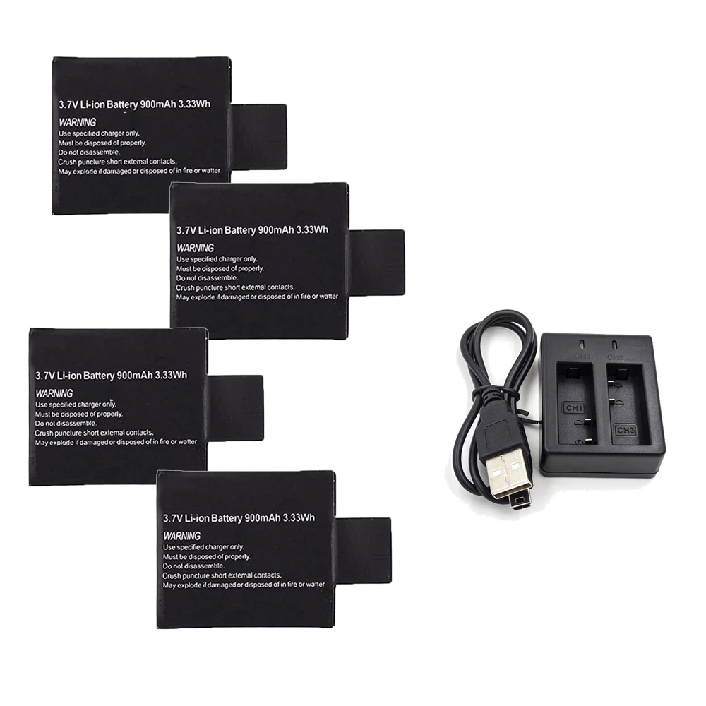 Batería de iones de litio recargable de 3,7 V y 900mAh para SJ4000 SJ5000 SJ6000 WIFi SJCAM cámara de acción deportiva DV SJ batería dedicada