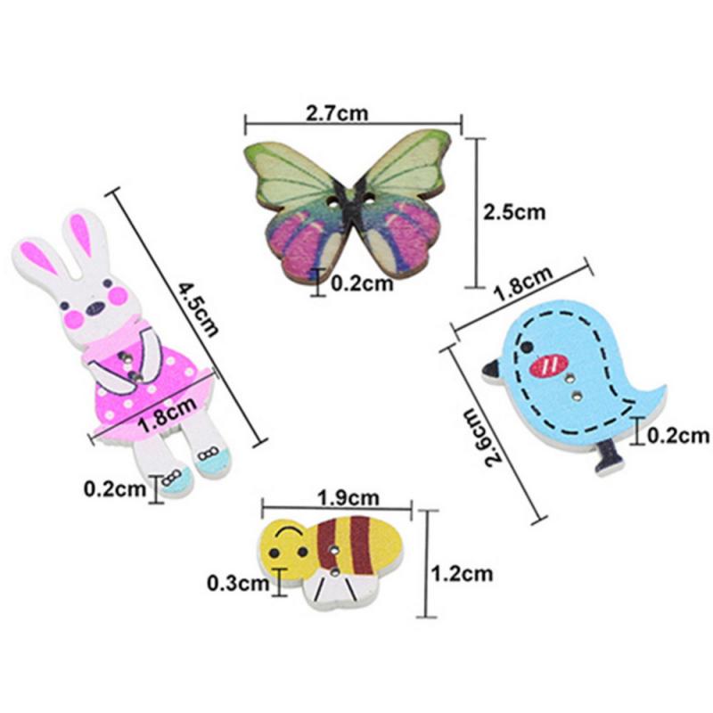 50 Pcs/Set Of Mixed Color Wooden Buttons Handmade Wood Button Craft DIY Apparel Accessories 2 Hole Wooden Buttons Sales