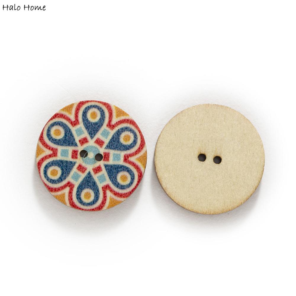 50/100pcs Retro Series Painted Round Wood Buttons Handwork Sewing Scrapbook Clothing Crafts Accessories Card 15-25mm
